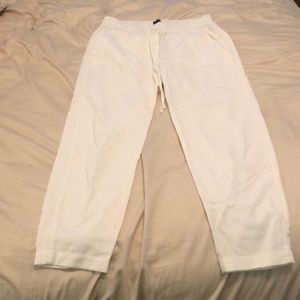 J.Crew Factory White Linen-Cotton Drawstring Ankle Pants size 4